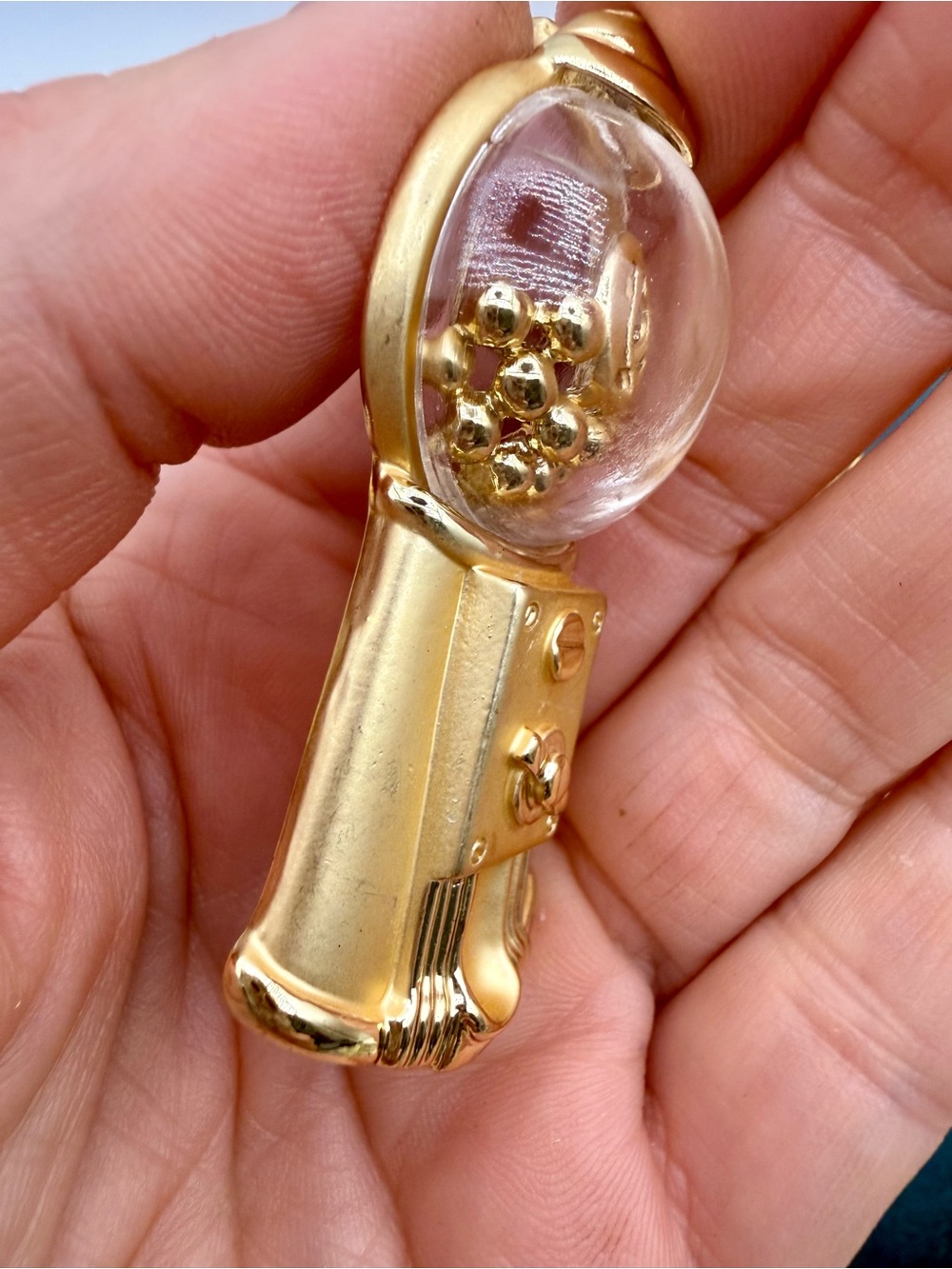 Vintage AJC 1¢ Gumball Machine Brooch Pin | Gold Tone Novelty Figural Jewelry - Picture 6 of 10